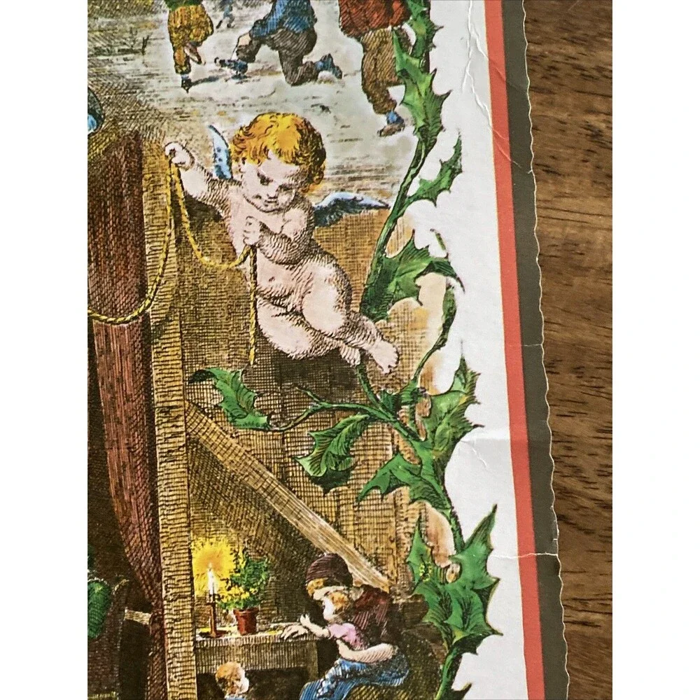 Vintage Christmas Advent Calendar w Elves Cherub Baby Jesus DANSKE BILLEDER # 40